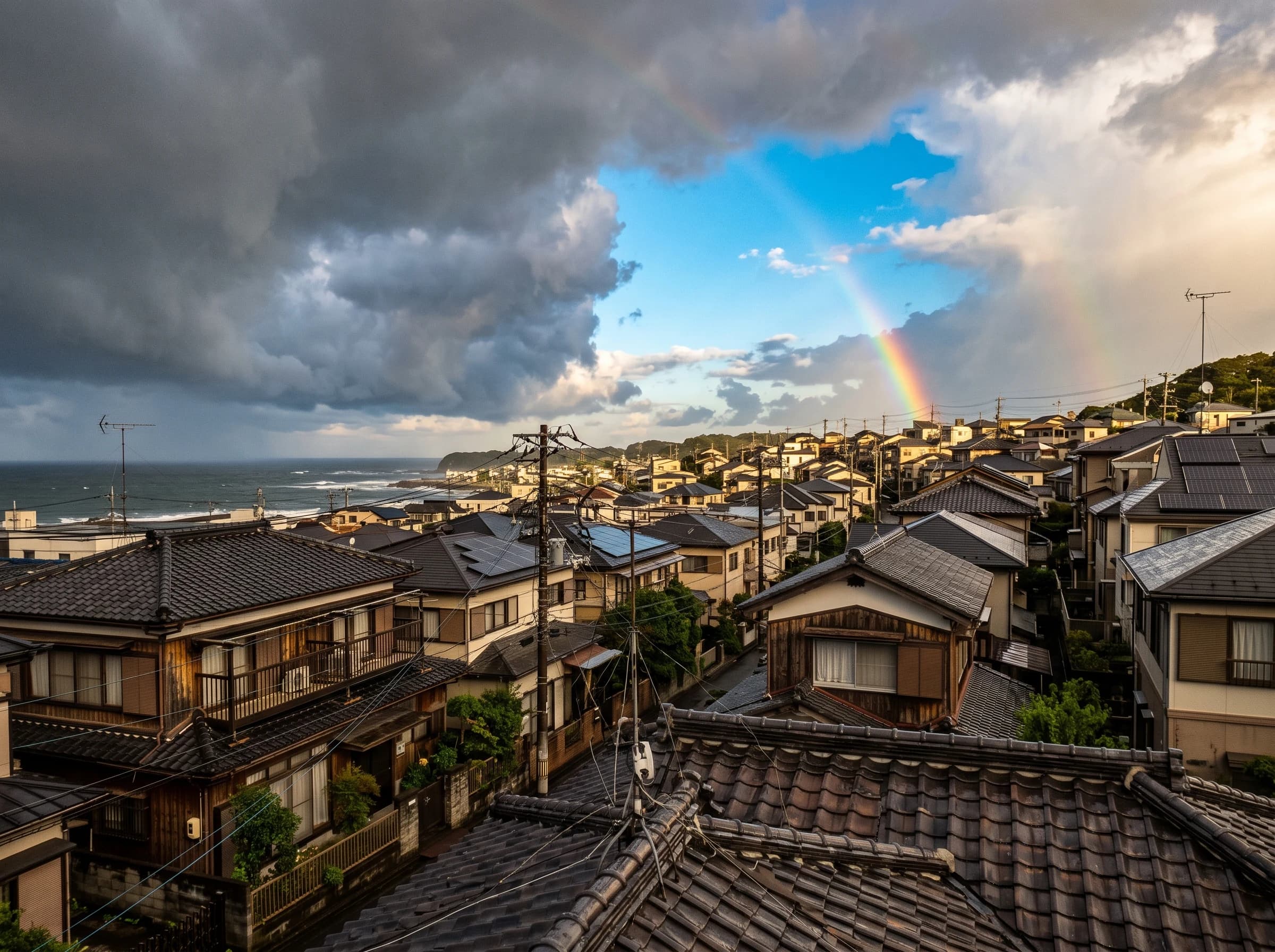 台風一過の住宅街の空